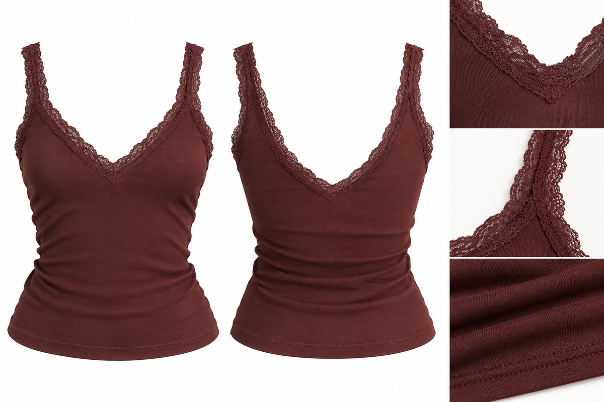 Top DAHLIA, frente, espalda y detalles