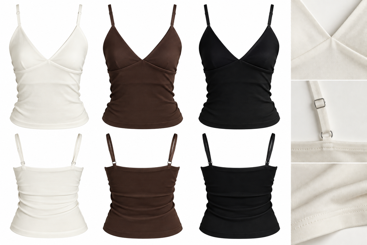 Top HUSH en crudo, chocolate y negro