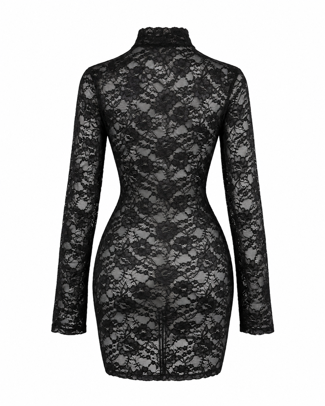 Vestido NOCTURNE de encaje negro, espalda