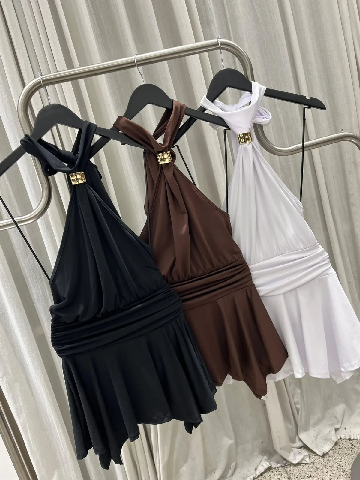 Vestido ORACLE, detalle de los tres colores